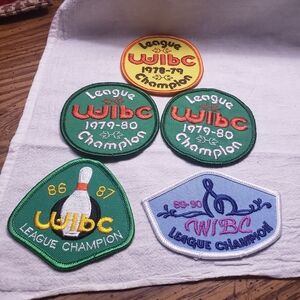 5 Vintage WIBC League Champion Patches - Multicolor